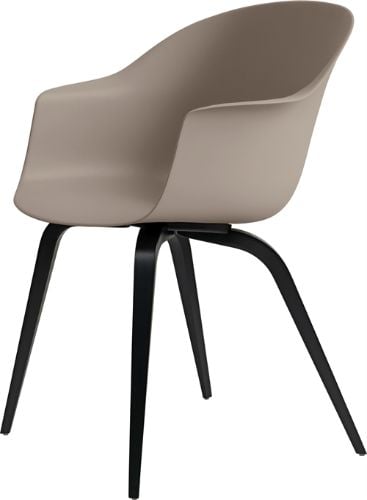 GUBI Bat Dining Chair Wood Base 45 cm - Black Stained Beech/New beige