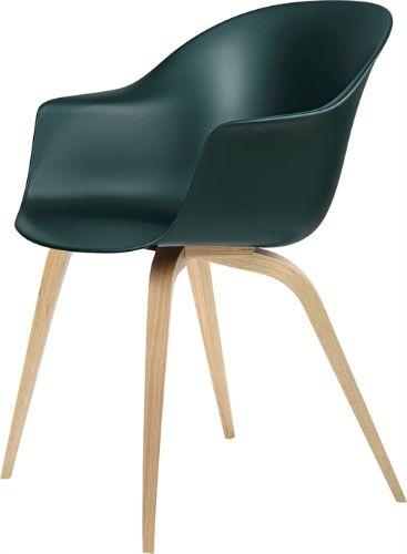 GUBI Bat Dining Chair Wood Base 45 cm - Oak/Dark green