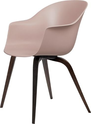 GUBI Bat Dining Chair Wood Base 45 cm - Smoked Oak/Sweet pink
