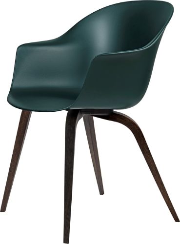 GUBI Bat Dining Chair Wood Base 45 cm - Smoked Oak/Dark green