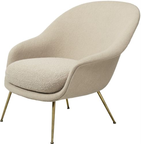 GUBI Bat Lounge Chair Low Back  - Antique Brass Base/Harp 020