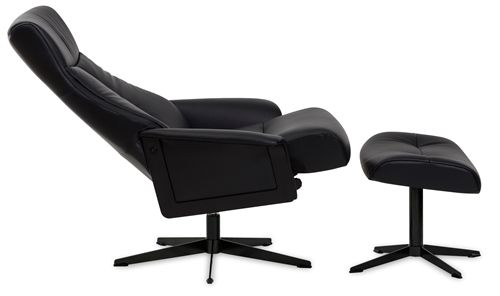 IMG Comfort Scandi 1200L – Schwarzes Leder mit Fußhocker