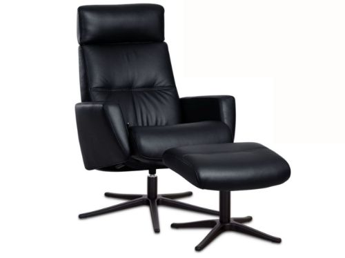 IMG Comfort Space 3400 Lænestol og skammel - Cashmere stof / sort understel.