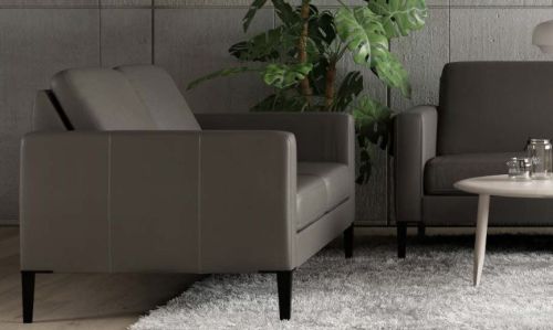 IMG Melby 3 personers duo sofa - E 617 Brown læder - sorte ben