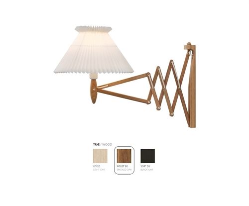 Le Klint 234 1/21 Scherenlampe für Wand H: 41 cm – Geräucherte Eiche/Papierschirm