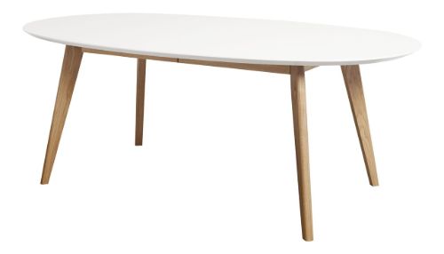 Andersen Furniture DK10 Ovalt Spisebord Med Udtræk 110x190x72 cm - Hvid Laminat/Sæbebehandlet Eg 