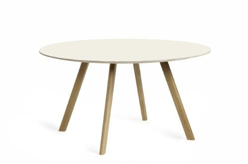 HAY CPH 25 Runder Tisch Ø: 140 cm – Lackierte massive Eiche/Grauweißes Linoleum
