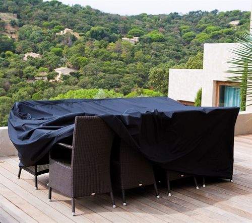 Cane-line Outdoor Cover 2 für Esstische bis 280 cm inkl. 8 Stühle 280x150 cm - Schwarz
