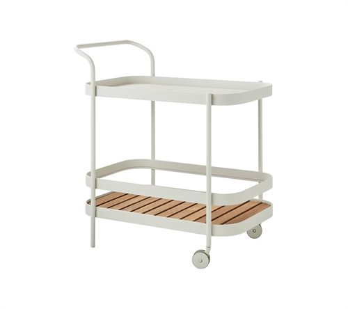 Cane-line Outdoor Roll Bar Wagen, inkl. Tischplatte aus Teakholz – weiß