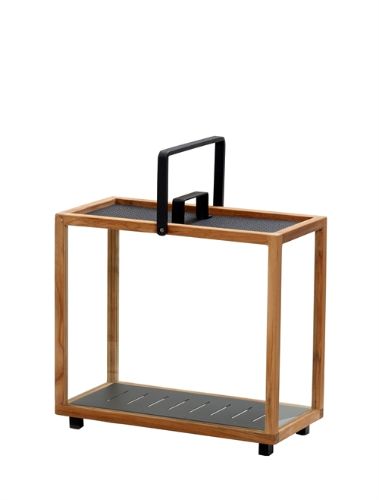 Cane-line Leuchtturm-Laterne für den Außenbereich, rechteckig, H: 42 cm – Teak/Lavagrau