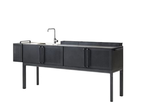 Cane-line Outdoor Drop Kitchen Modul inkl. Waschbecken und Armatur – Lavagrau/Aluminium
