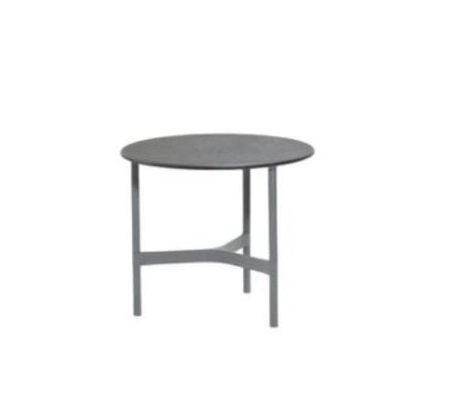 Cane-line Outdoor Twist Sofabord Lille Ø: 45 cm - Light Grey/Fossil Black Keramik