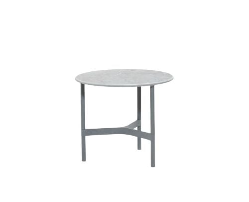 Cane-line Outdoor Twist Sofabord Lille Ø: 45 cm - Light Grey/Fossil Grey Keramik