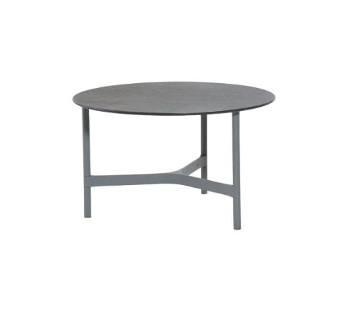 Cane-line Outdoor Twist Couchtisch Mittel Ø: 70 cm - Hellgraue/fossilschwarze Keramik