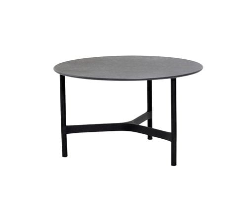 Cane-line Outdoor Twist Couchtisch Mittel Ø: 70 cm – Lavagrau/Fossilschwarze Keramik