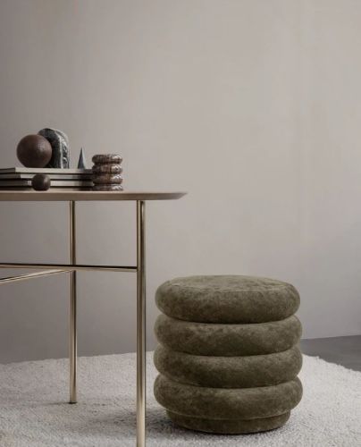 Ferm Living Pouf Round Fadede Velvet Ø: 45 cm - Wald