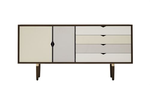 Andersen Furniture S6 Skænk 163x79 cm - Valnød/Farvede Fronter