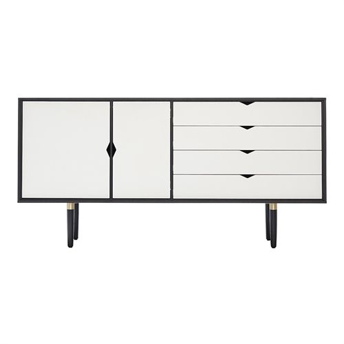Andersen Furniture S6 Skænk 163x79 cm - Sort/Hvide Fronter