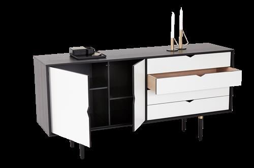 Andersen Furniture S6 Beistelltisch 163x79 cm - Schwarz/Weiße Fronten