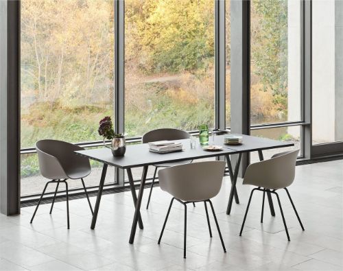 HAY Loop Stand Tisch 160x77,5 cm - Schwarz/Schwarzes Linoleum