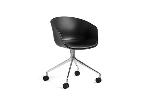 HAY AAC 24 About A Chair  - Polished Aluminium/Black/Sierra SI1001 Fixed Seat Cushion