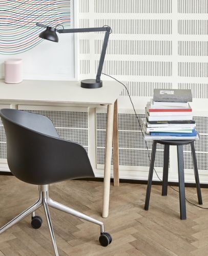HAY AAC 24 About A Chair SH: 46 cm – Poliertes Aluminium/Schwarz/Sierra SI1001 Festes Sitzkissen