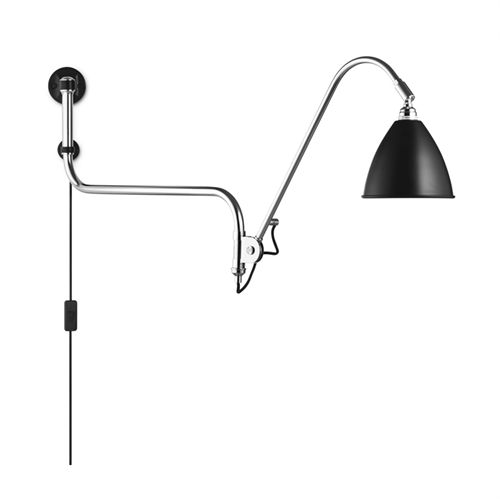 Bestlite BL10 Wall Lamp Ø:16 cm Chrome Base - Black skærm