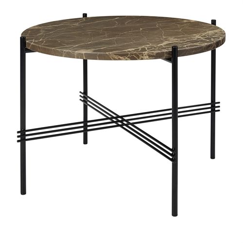 GUBI TS Coffee Table Ø:55 cm black base - Marble Brown top