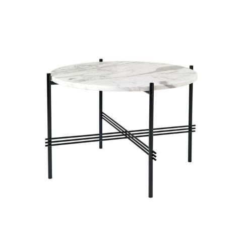 GUBI TS Coffee Table Ø:55 cm black base - Marble White top