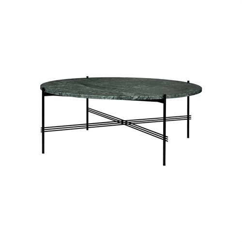 GUBI TS Coffee Table Ø:105 cm black base - Marble Green top