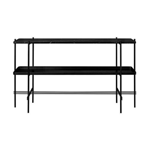 GUBI TS Console 2 Rack with Tray L: 120 cm - Black Base/Black Marquina Marble