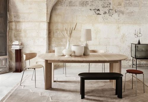 Ferm Living Bevel Tisch ausziehbar 2 Ø: 117-217 cm - Weiß geölte Eiche
