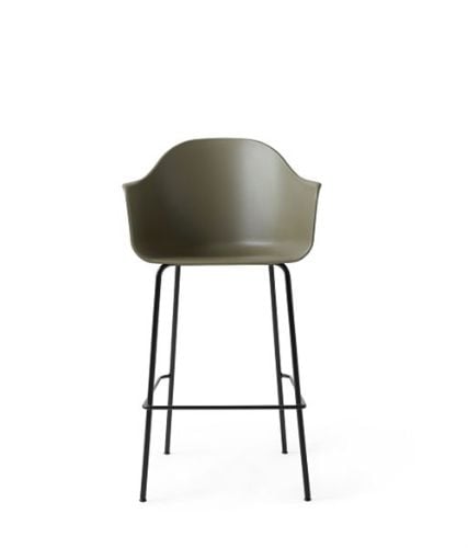 Audo Copenhagen Harbour Bar Chair sædehøjde: 73 cm - Olive Shell / Black Steel Base