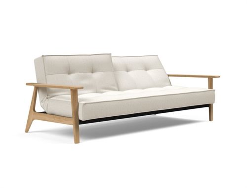 Innovation Living Splitback Frej Schlafsofa L: 232 cm – Eiche/Bouclé Off White