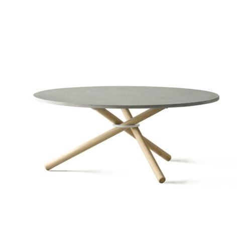 Eberhart Furniture Bertha Coffee Table Ø: 90 cm - Light Concrete/Light Oak