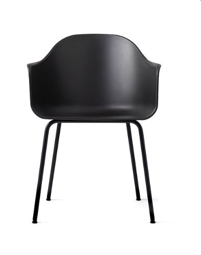Audo Copenhagen Harbour Dining Chair SH: 45 cm - Black/ Black Steel Base