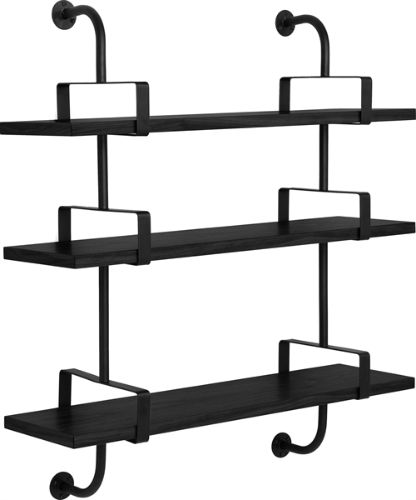 GUBI Démon Shelf, 2 Brackets, 95, 3 shelves (Black Stained Ash Semi Matt Lacquered)