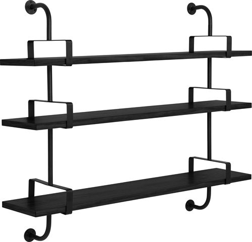 GUBI Démon Shelf, 2 Brackets, 155, 3 shelves (Black Stained Ash Semi Matt Lacquered)