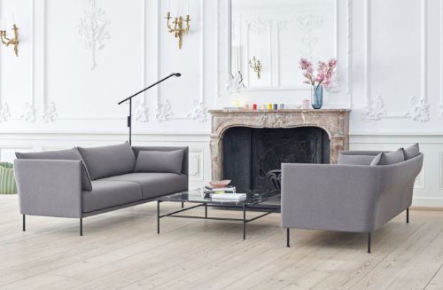HAY Silhouette 3-Personen-Sofa Mono L:212 cm – Hallingdal 130 / Schwarz pulverbeschichteter Stahl