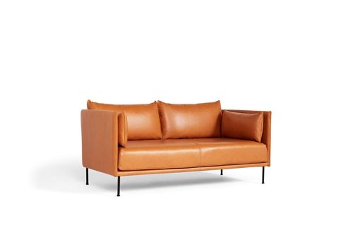 HAY Silhouette 2 Personers Sofa Mono L:171 cm - Sense Cognac / Black Powder Coated Steel