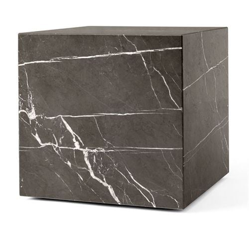 Audo Copenhagen Sockel, kubisch, H: 40 cm – braun/grauer Kendzo-Marmor