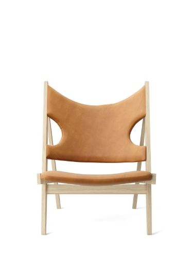 Audo Copenhagen Knitting Lounge Chair SH: 30 cm - Natural Oak/Dunes 21000 Cognac Leather