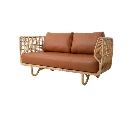 Cane-line Indoor Nest 2. pers Sofa L: 156 cm - Natural Rattan/Cognac Leather