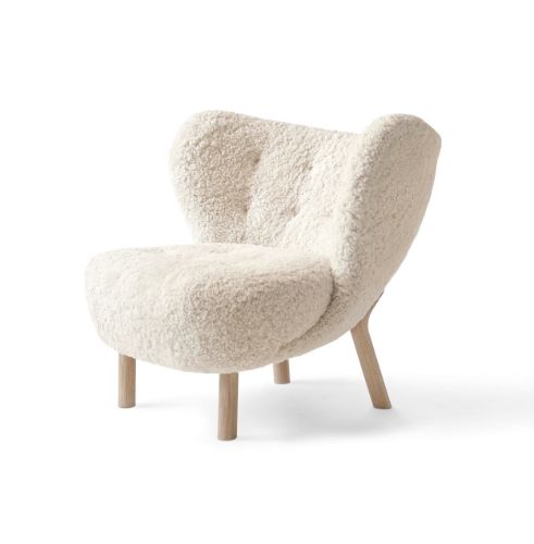 &Tradition Little Petra VB1 Lounge Chair SH: 40 cm - White Oiled Oak/Sheepskin Moonlight