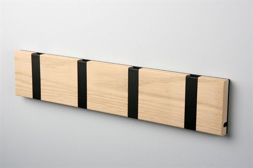 KNAX vandret 4 knagerække L: 39,6 cm - Eg (sæbe) / Sort