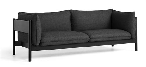 HAY Arbour 3 Seater B: 220 cm - Re-wool 198 / Black Waterbased Lacquered Solid Beech