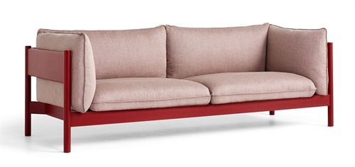 HAY Arbour 3 Seater B: 220 cm - Re-wool 648 / Wine Red Waterbased Lacquered Solid Beech