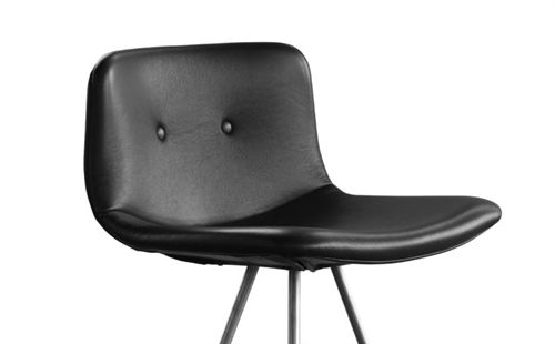 Bent Hansen Primum Barhocker hoch SH: 79 cm – Zenzo 2 207 Schwarzes Leder/Edelstahl