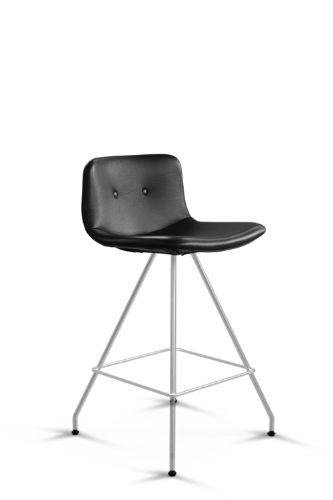 Bent Hansen Primum Bar Stool Low - Zenzo 207 Black Leather/Stainless Steel