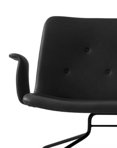 Bent Hansen Primum 2-Personen-Sofa mit Armlehnen L: 140 cm – schwarzes Adrian-Leder/schwarzer Rahmen